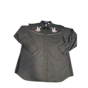 Rock Canyon Western Shirt Mens XL Black Eagle Embroidered Pearl Snap